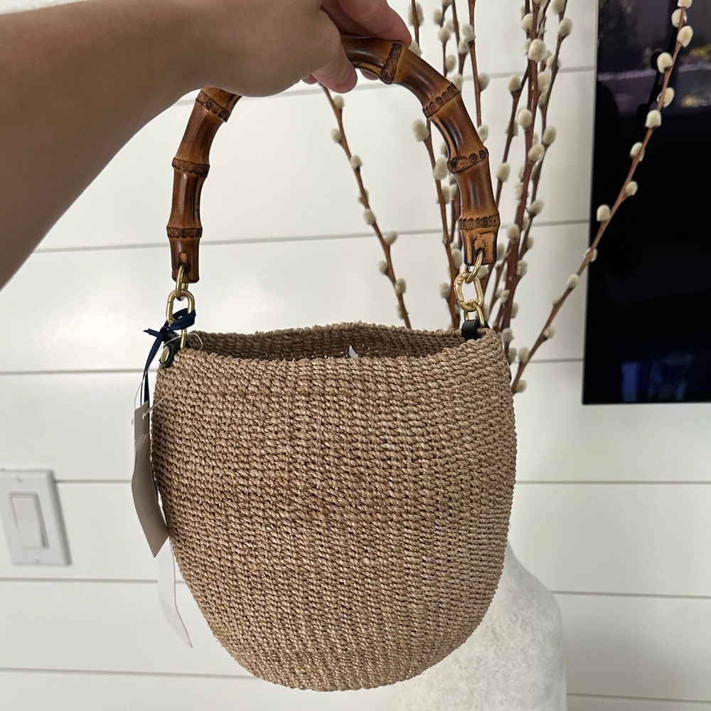 Clare V Woven “Pot de Miel” w/ Bamboo Handle